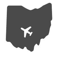 Silhouette of Illinois State with a little plane flying over it